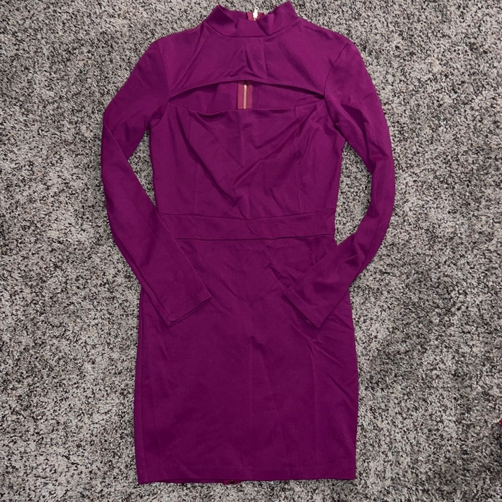 Fuchsia long sleeve body con dress